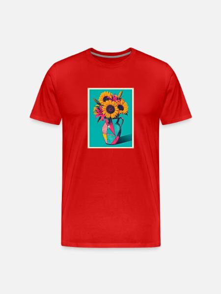 Pop Art Flower Vase - Men's Premium Organic T-Shirt - red