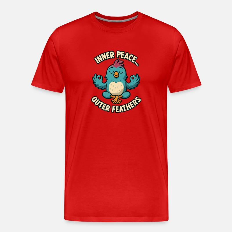 Inner Peace Outer Feather Design - Men's Premium Organic T-Shirt - red