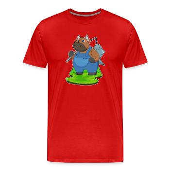 Stier Angler Fisch Angeln - Männer Premium Bio T-Shirt - Rot - Vorne - Damien (186cm)