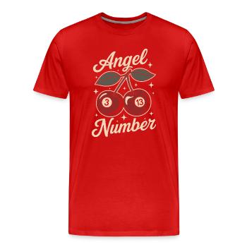 Engelszahl 313 Retro Kirsche - Männer Premium Bio T-Shirt - Rot - Vorne - Damien (186cm)