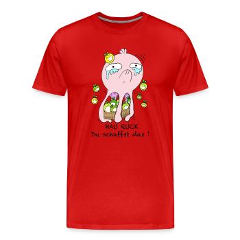 Hau Ruck! Du schaffst das! - Männer Premium Bio T-Shirt - Rot - Vorne - Damien (186cm)
