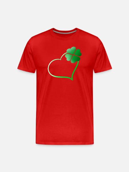 Lucky Heart - Männer Premium Bio T-Shirt - Rot
