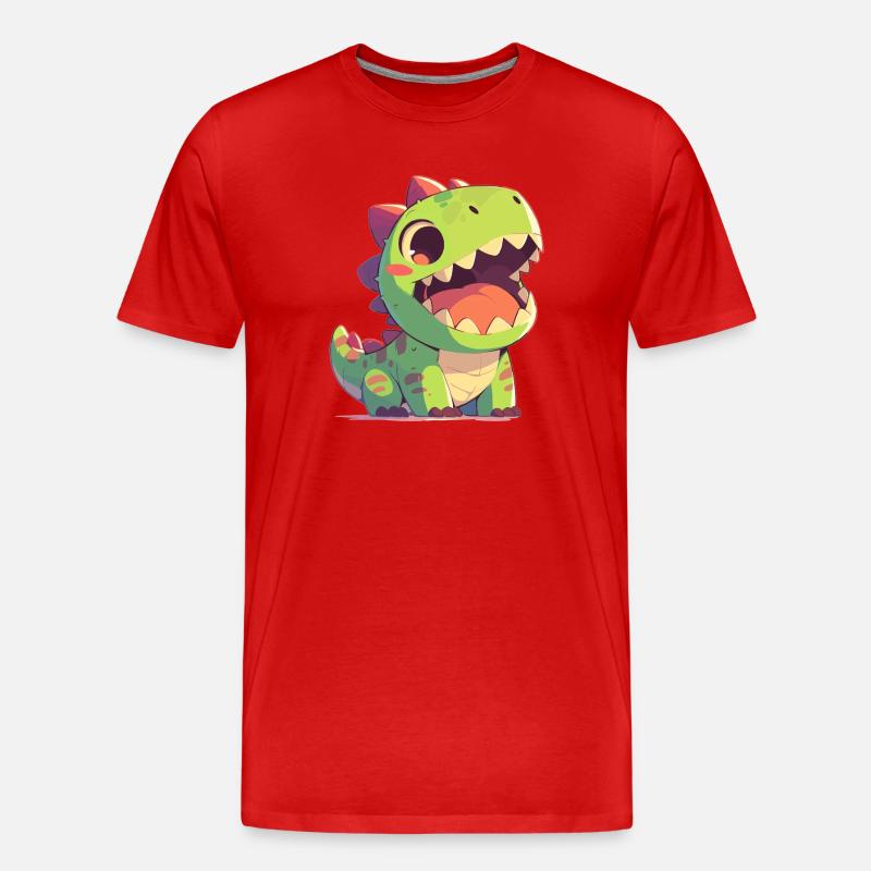 Dino Saurier Dinosaurier - Männer Premium Bio T-Shirt - Rot