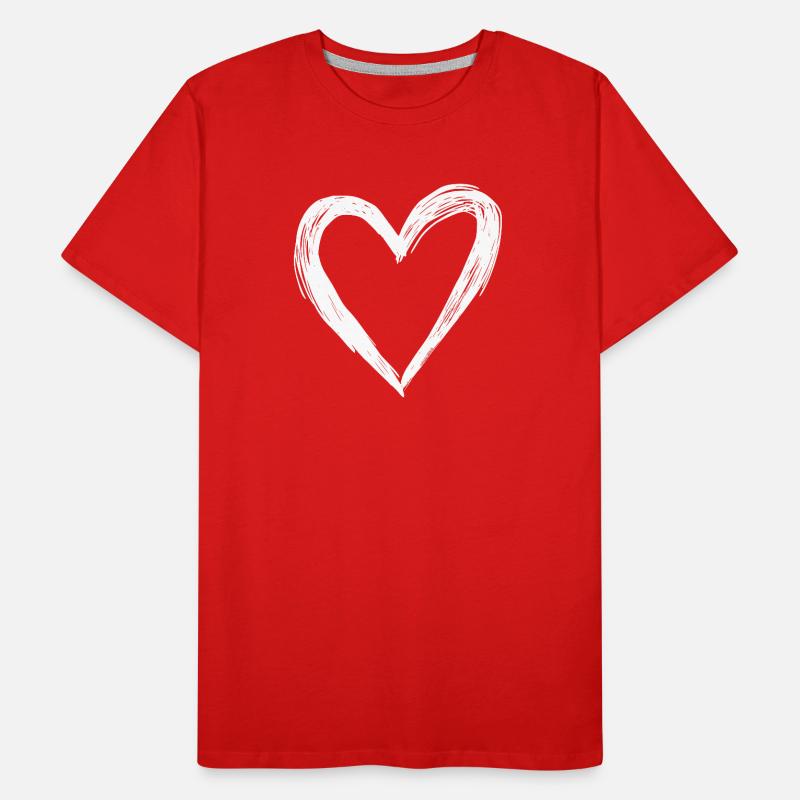 Handgezeichnertes Herz in Schwarz-Weiß Männer Premium Bio T-Shirt