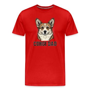 Portrait rétro de Corgi Dad pour les fiers propriétaires de corgi - T-shirt bio Premium Homme - rouge - Devant - Damien (186cm)