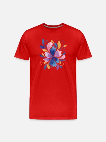 Elegantes Schmetterlings-Blumendesign - Männer Premium Bio T-Shirt - Rot