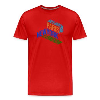 Tennis Shirt Melbourne, London, Paris, New York - Männer Premium Bio T-Shirt - Rot - Vorne - Damien (186cm)