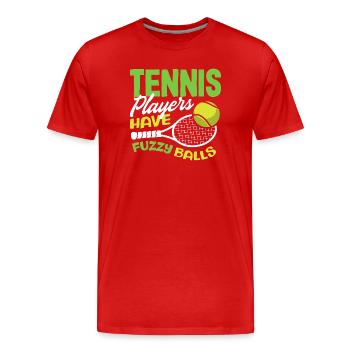Les joueurs de tennis ont les balles floues - T-shirt bio Premium Homme - rouge - Devant - Damien (186cm)