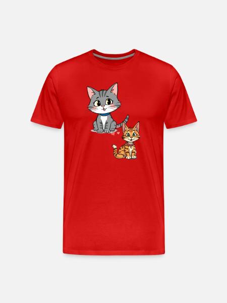 Playful cats on cute design - Men's Premium Organic T-Shirt - red
