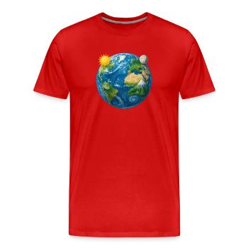Terre - Terre - Planète Terre Univers - T-shirt bio Premium Homme - rouge - Devant - Damien (186cm)