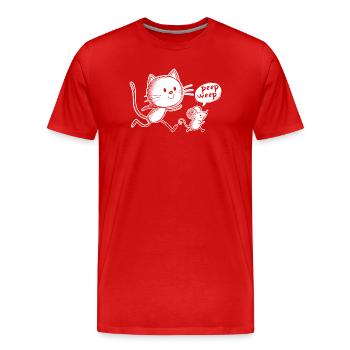 Katze und Maus - Männer Premium Bio T-Shirt - Rot - Vorne - Damien (186cm)