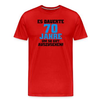 70 ans à dire l’anniversaire des hommes drôles - T-shirt bio Premium Homme - rouge - Devant - Damien (186cm)