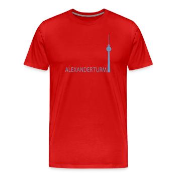 Silhouette minimaliste de la tour de télévision de Berlin - T-shirt bio Premium Homme - rouge - Devant - Damien (186cm)