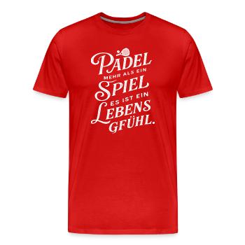 Padel – Plus qu’un jeu | Amateurs de sport - T-shirt bio Premium Homme - rouge - Devant - Damien (186cm)