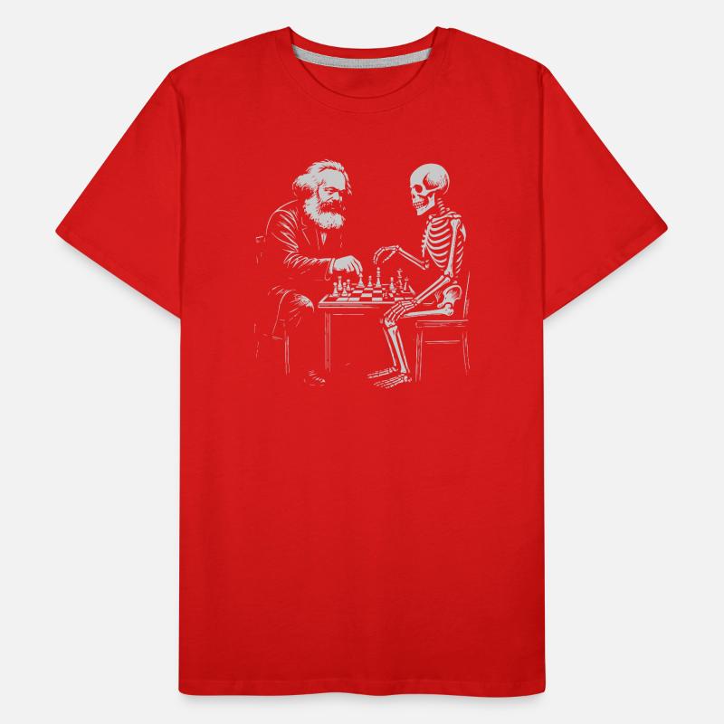 Karl Marx plays chess with skeleton Men's Premium Organic T-Shirt