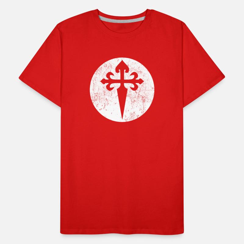 Croix de Saint-Jacques cercle blanc illustration T-shirt bio Premium Homme