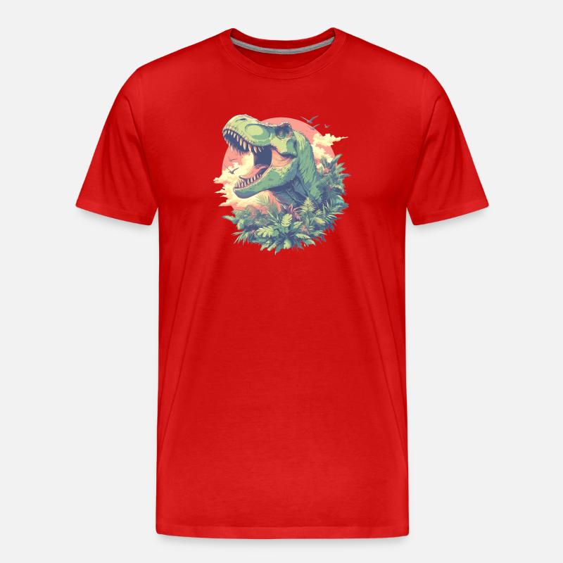 Dino Saurier Dinosaurier - Männer Premium Bio T-Shirt - Rot
