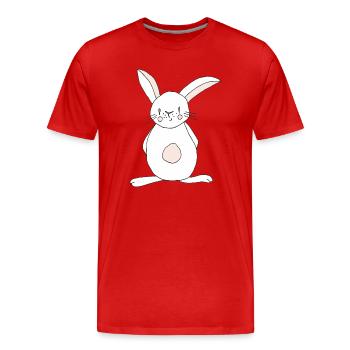 Niedlicher Hasenkarikatur Druck - Männer Premium Bio T-Shirt - Rot - Vorne - Damien (186cm)