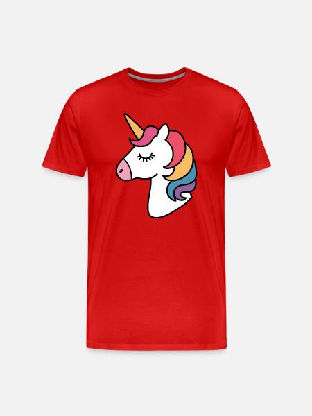 Rainbow Unicorn - Men's Premium Organic T-Shirt - red