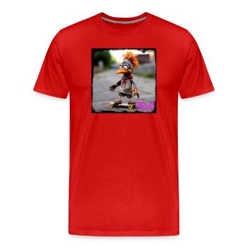 Poupée oiseau skateur streetart avec design artistique - T-shirt bio Premium Homme - rouge - Devant - Damien (186cm)