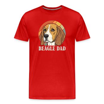 Beagle Dad Retro Portrait for Dog Fathers - Men's Premium Organic T-Shirt - red - Front - Damien (186cm)