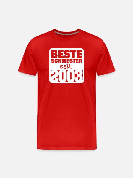 Schwester 2003 - Männer Premium Bio T-Shirt - Rot
