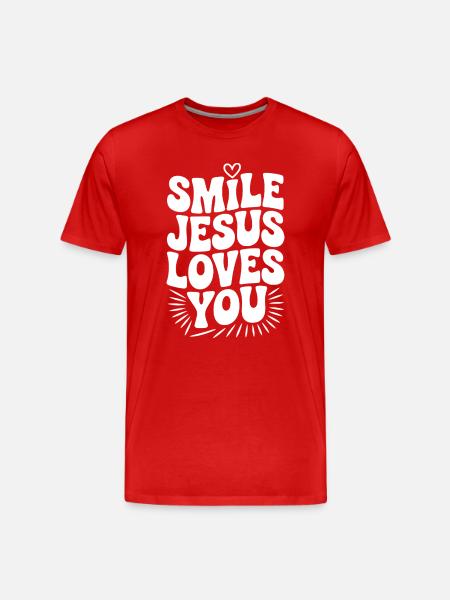 Sourire Jésus t’aime - T-shirt bio Premium Homme - rouge