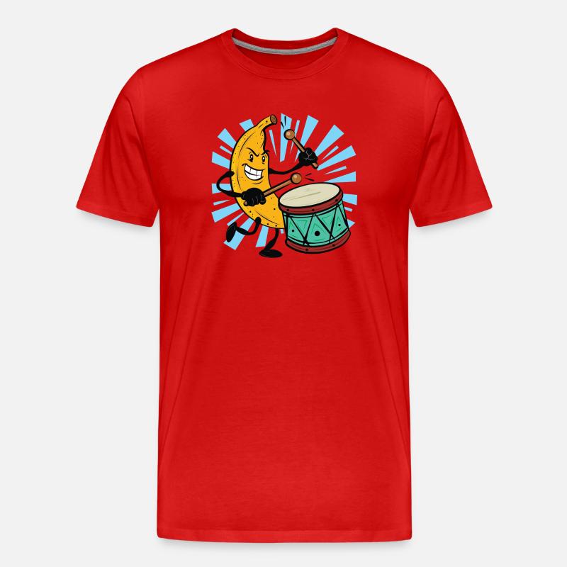 Banana Drummer Popping Drum - Männer Premium Bio T-Shirt - Rot
