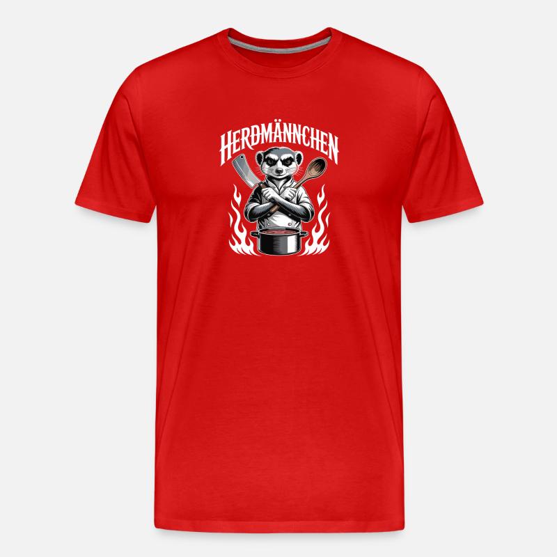 Herdmännchen kochen lustiger Koch Herdmännchen - T-shirt bio Premium Homme - rouge