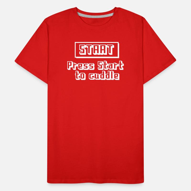 Drücken Sie Start zum Kuscheln Männer Premium Bio T-Shirt