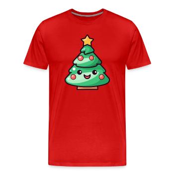 Conception de dessin animé d’arbre de Noël kawaii - T-shirt bio Premium Homme - rouge - Devant - Damien (186cm)