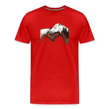 Pferde Verbindung - beste Freunde - Männer Premium Bio T-Shirt - Rot - Vorne - Damien (186cm)