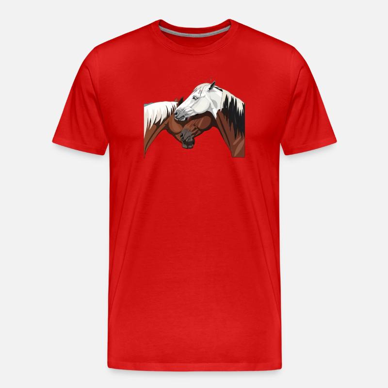 Pferde Verbindung - beste Freunde - Männer Premium Bio T-Shirt - Rot