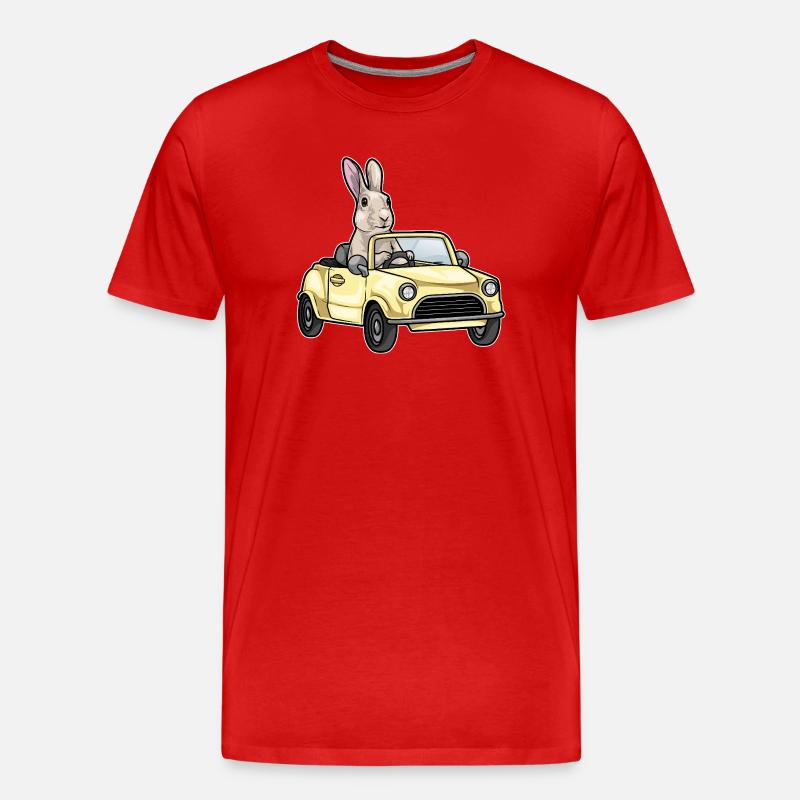 Hase Auto - Männer Premium Bio T-Shirt - Rot