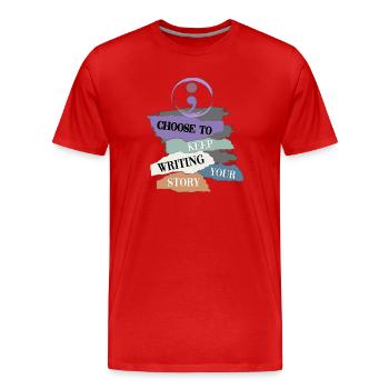 Tapisserie de motivation d’écriture inspirante - T-shirt bio Premium Homme - rouge - Devant - Damien (186cm)
