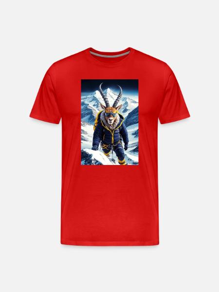 Mountain Goat Humanoid Mountaineer - Men's Premium Organic T-Shirt - red