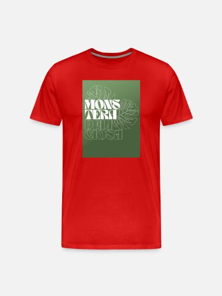 Monstera Botanical Line Art Design - Men's Premium Organic T-Shirt - red