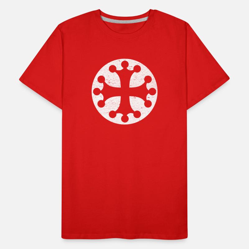 Occitan cross in white circle Men's Premium Organic T-Shirt