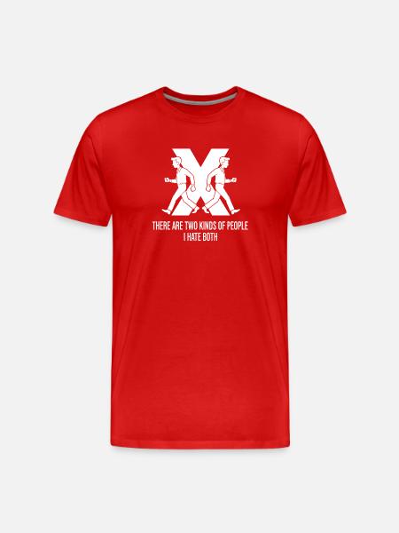 Contrasting twins with humorous saying - Men's Premium Organic T-Shirt - red