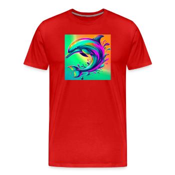 Delfin - Männer Premium Bio T-Shirt - Rot - Vorne - Damien (186cm)