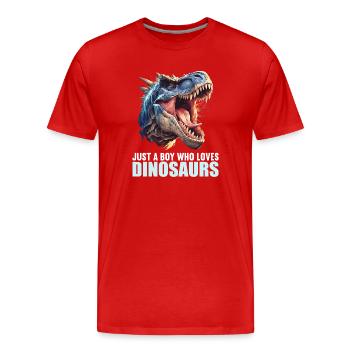 Dino Dinosaur Dinosaur - Men's Premium Organic T-Shirt - red - Front - Damien (186cm)