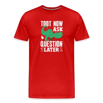 Public Fart Funny Inappropriate - Men's Premium Organic T-Shirt - red - Front - Damien (186cm)