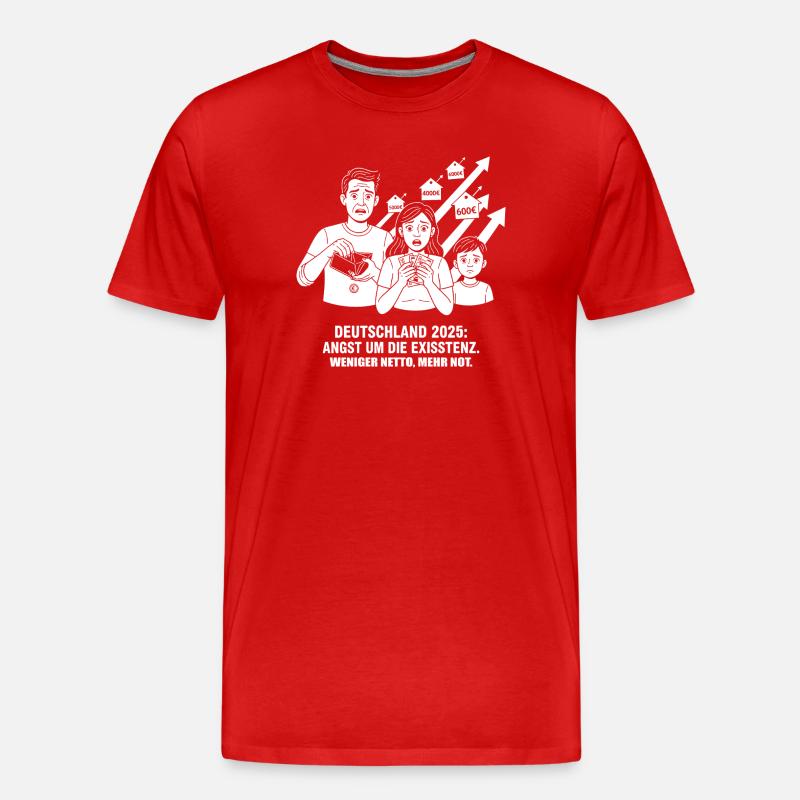 Angst um die Existenz - Männer Premium Bio T-Shirt - Rot