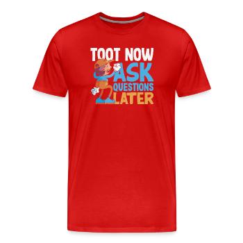 Public Fart Funny Inappropriate - Men's Premium Organic T-Shirt - red - Front - Damien (186cm)
