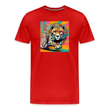 cheetah - Men's Premium Organic T-Shirt - red - Front - Damien (186cm)