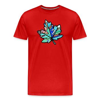 Ahorn Blatt Bunt Symbol - Männer Premium Bio T-Shirt - Rot - Vorne - Damien (186cm)