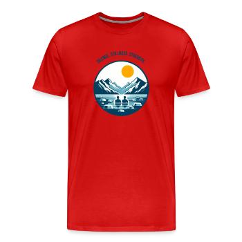 Eisbaden im Bergsee in den Alpen Wintersport Logo - Männer Premium Bio T-Shirt - Rot - Vorne - Damien (186cm)