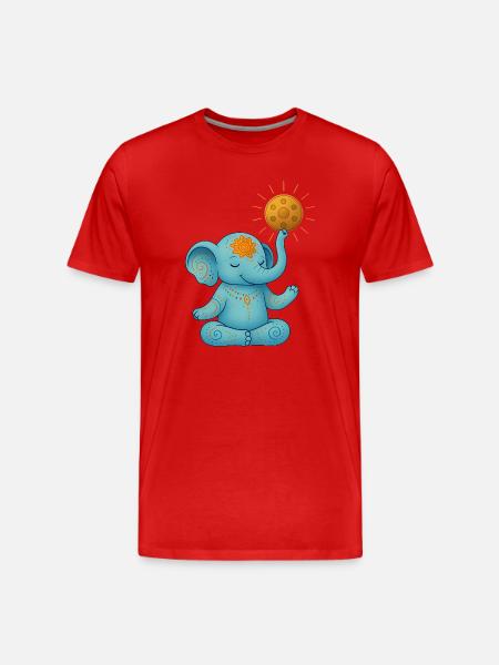 Yoga Elephant with Handpan Sun - Men's Premium Organic T-Shirt - red