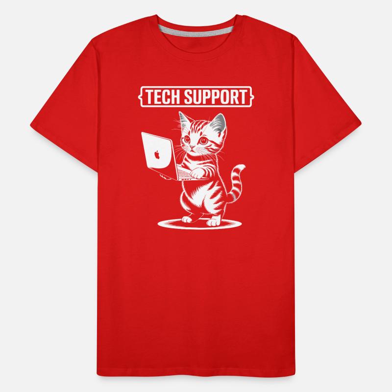 Support technique amusant, chat mignon, informatique ironique T-shirt bio Premium Homme
