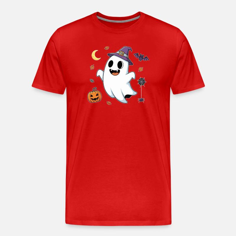 Skurriler Hexengeist im Herbstkostüm - Männer Premium Bio T-Shirt - Rot